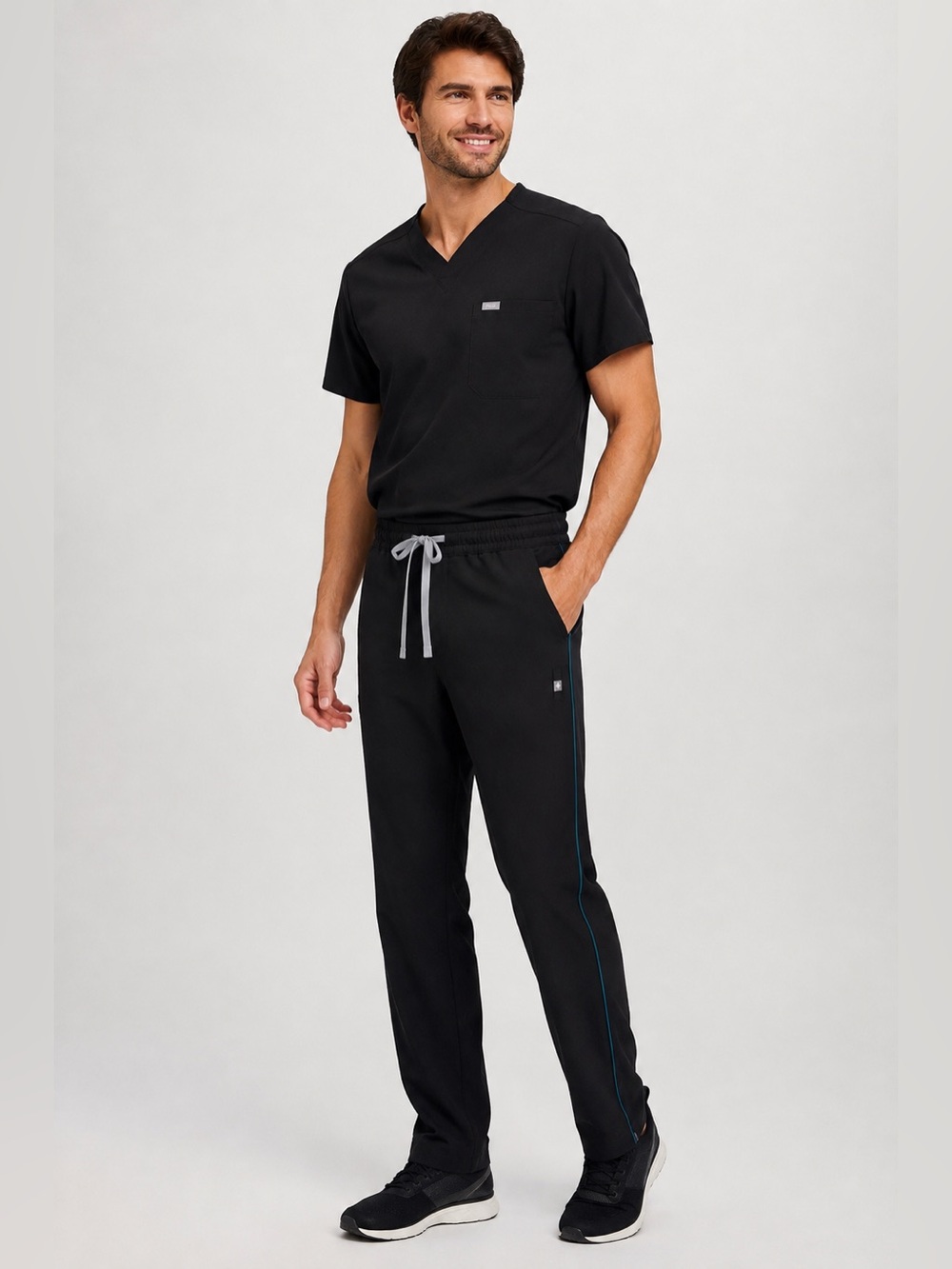 FIGS Classic Contrast Short Cambridge Pants Black M NWT Scrubs